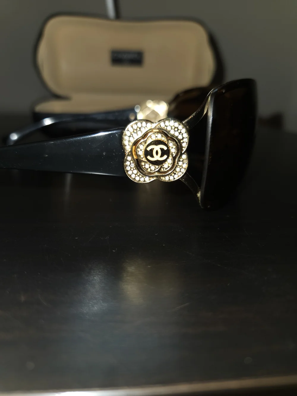CHANEL Camellia Crystal Brown